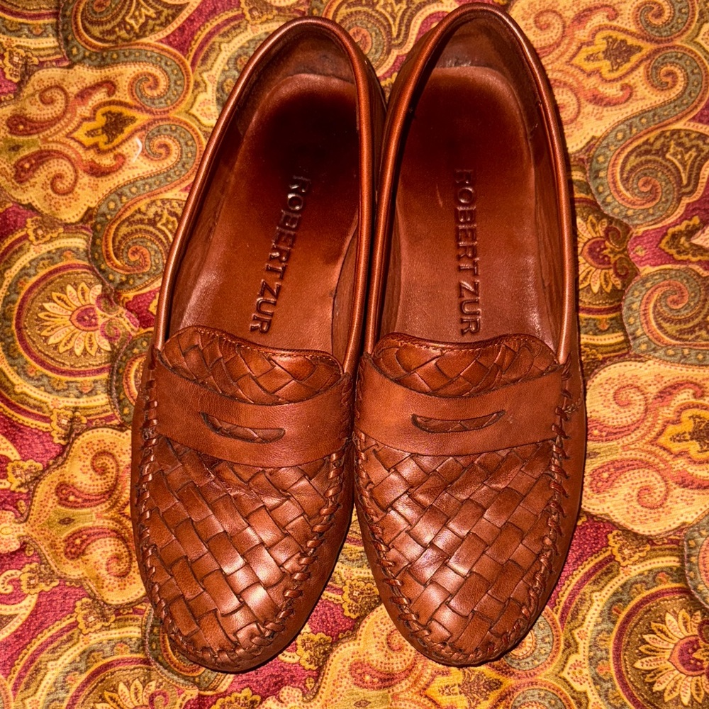 Robert Zur Men's Tan Woven Loafers